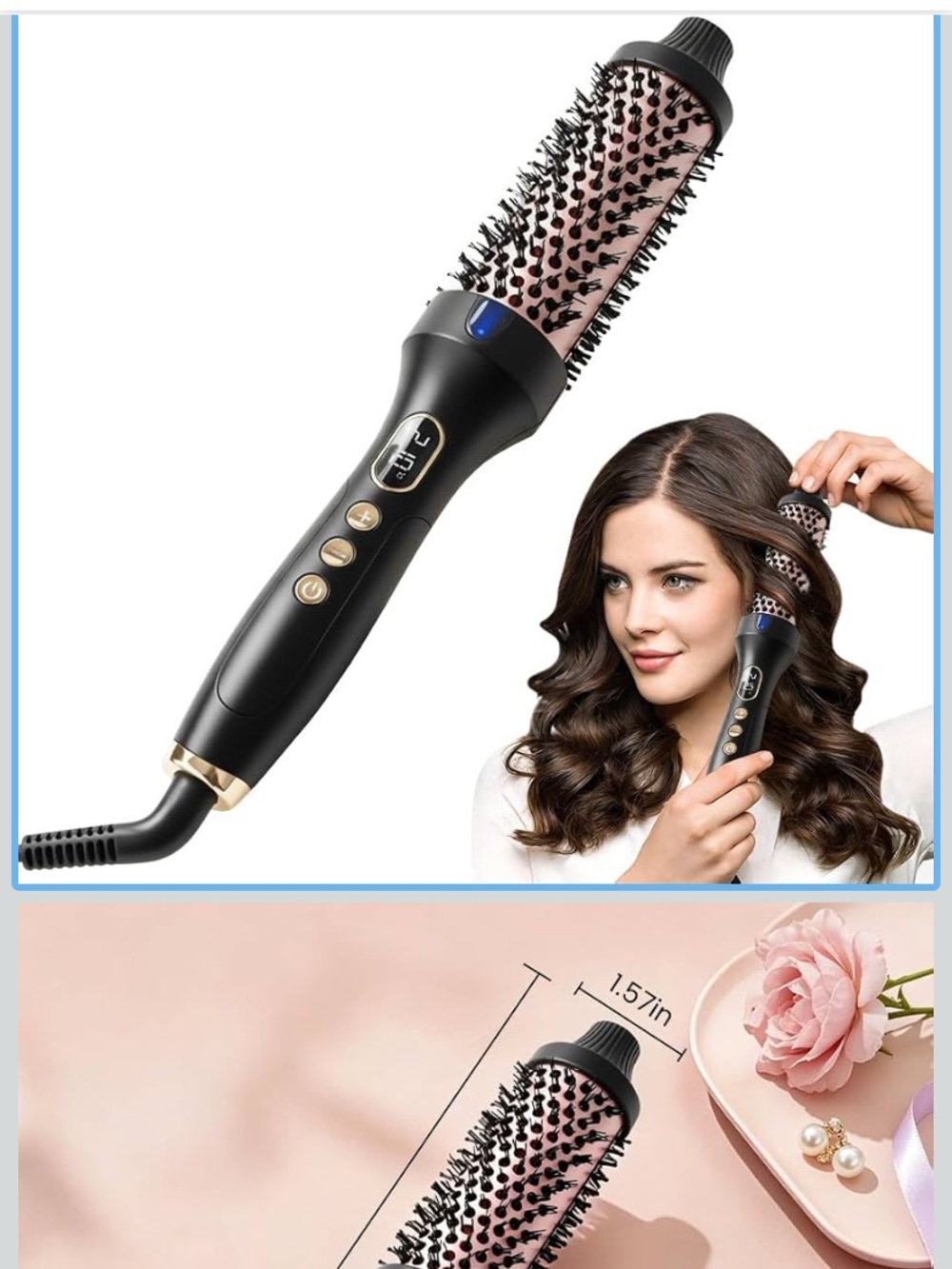 Thermal brush blowout 1.5 inch heated round ceramic 6 temperature settings
